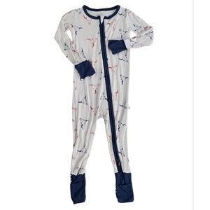 Lanee + Co. Kids Navy & White Skull Print One-Piece Pajamas Size 18-24 Month